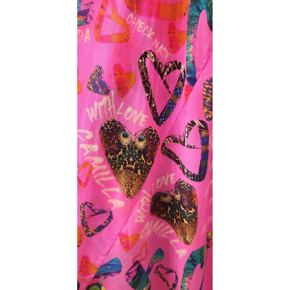 Camilla Pink Heart Leopard Print Silk sarvel trousers OS - Picture 12 of 12
